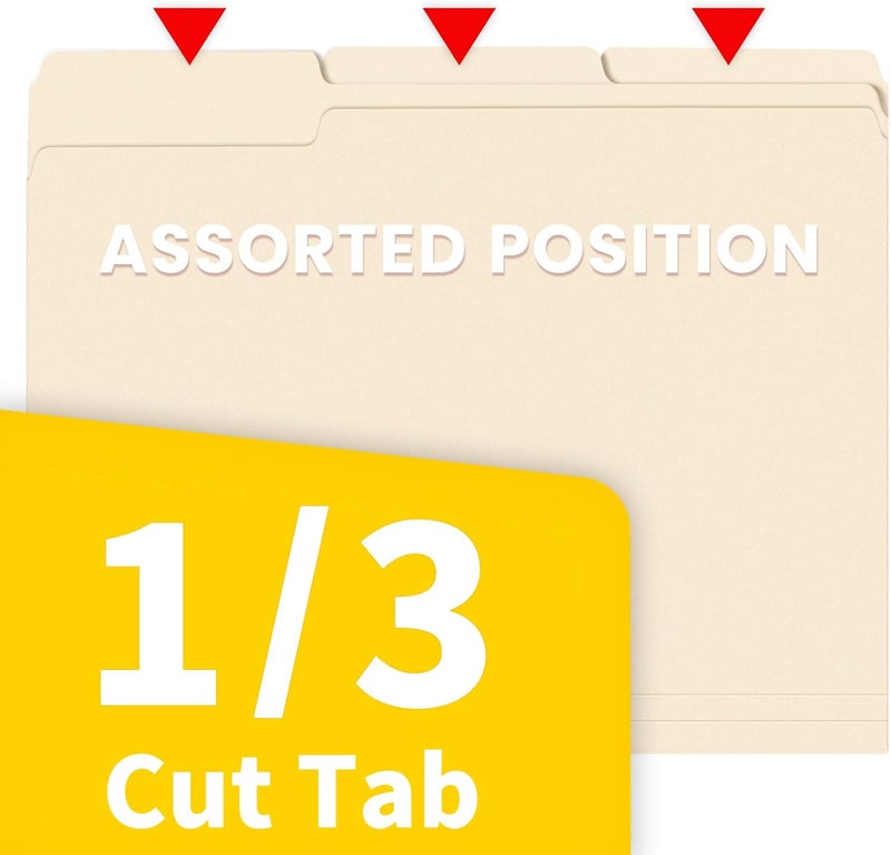 SUNEE File Folders, 120 Pack Manilla Folders 8.5 x 11, 1/3 Cut Tab for Easy Labeling and Organization, Durable Standard Paper for Home, Office, School Filing - Image 3